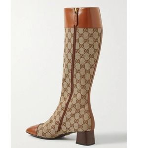 Gucci Ellis Gg-monogram Canvas Knee-high Boots in Natural